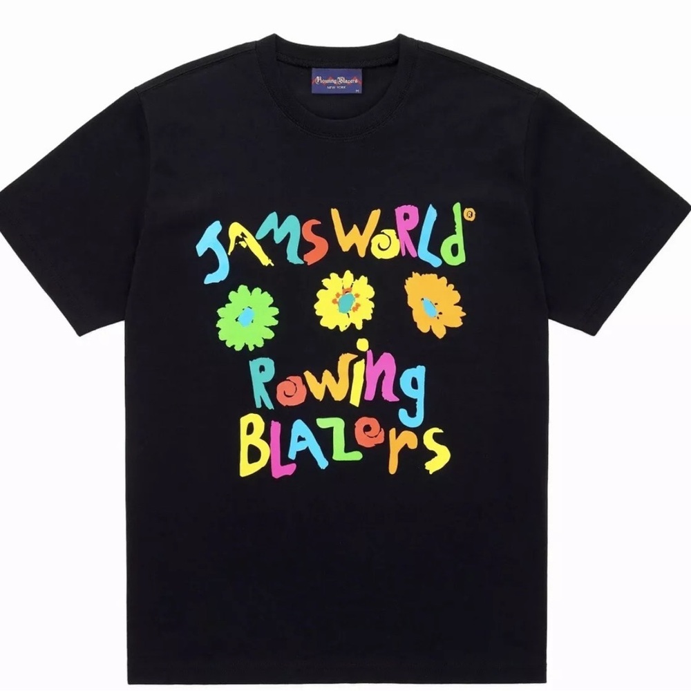 Rowing Blazers Black Short Sleeve Tee Vibrant Graphic Design